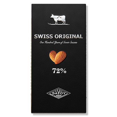 SWISS ORIGINAL горький шоколад с миндалём в картоне 100гр (10шт - упак)