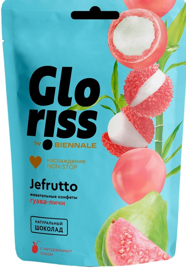 Жевательные конфеты Gloriss Jefrutto Со вкусом гуавы и личи 75 г
