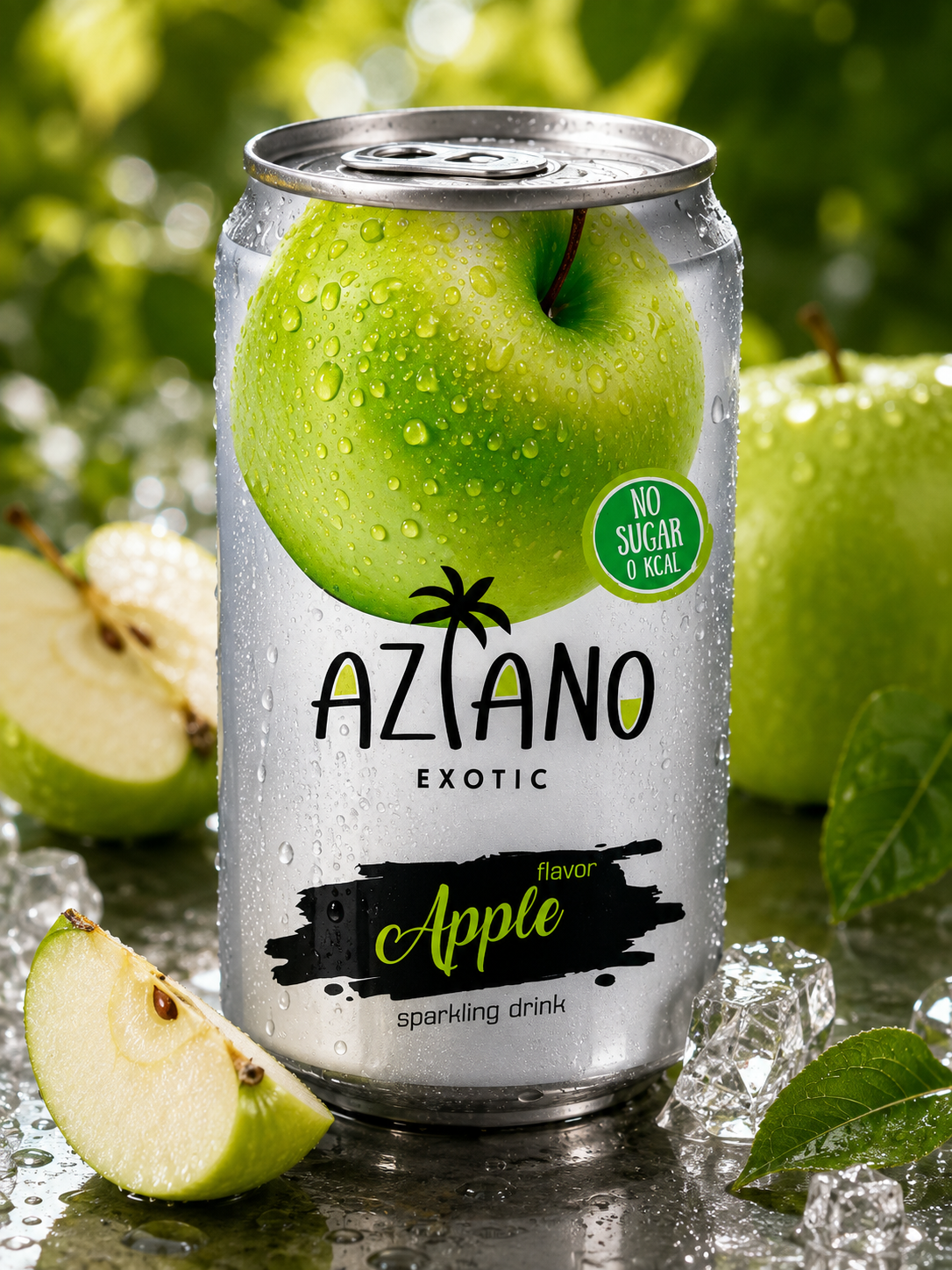 Газ. напиток AZIANO Apple Яблоко 350 ml. /Прозрачная Банка/