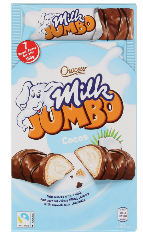 Шоколадные батончики Milk JUMBO Cocos 150 гр / Choceur