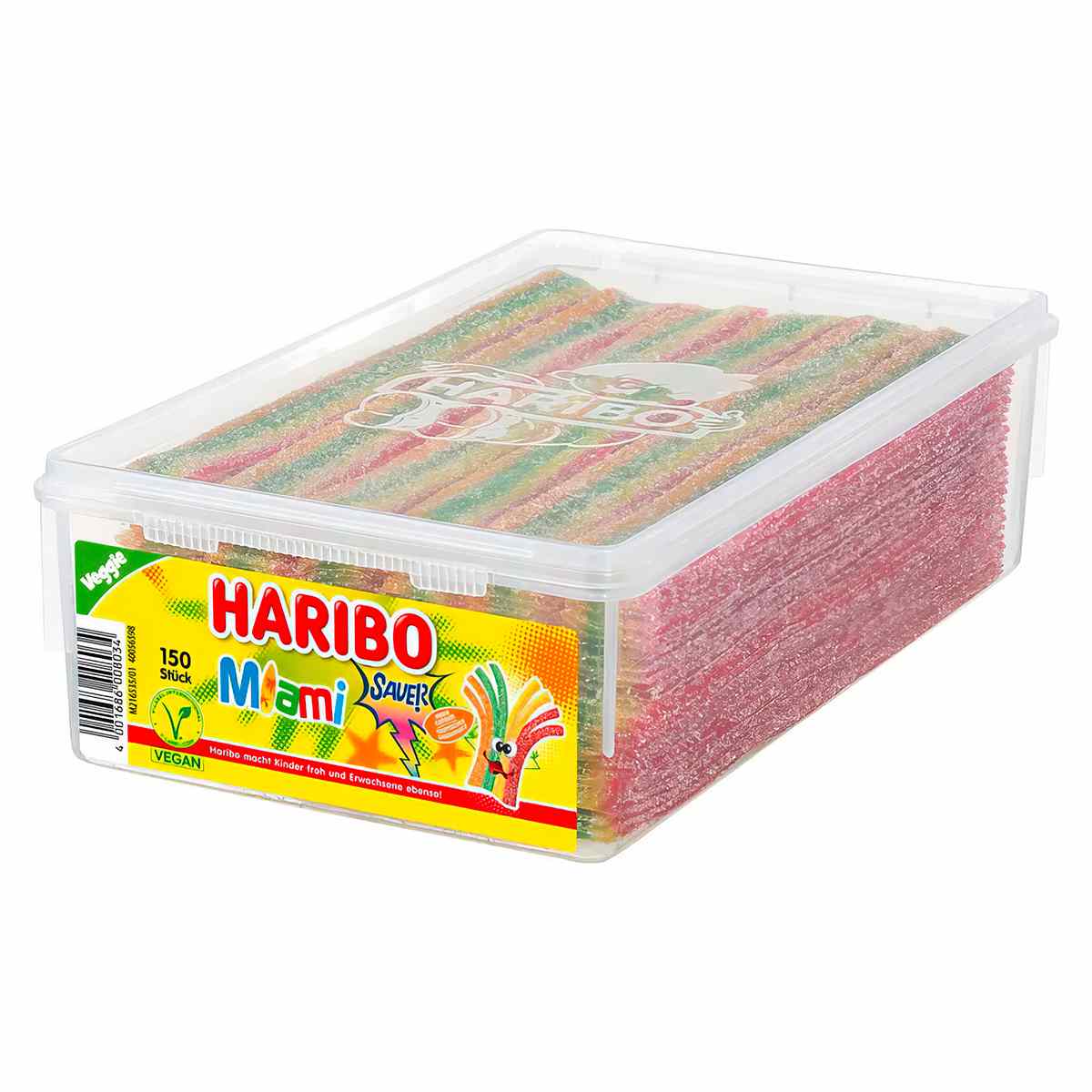 Кислый жевательный мармелад Haribo Veggie Miami Sauer полоски с кислым вкусом Майами, 1125 г
