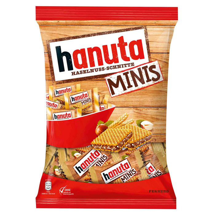 Вафельные печенья Ferrero Hanuta Minis с шоколадно-ореховой начинкой 200гр /12шт-упак/ Германия