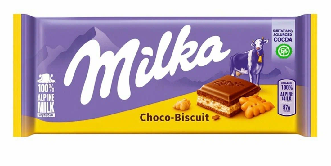 Шоколад Milka Choco Biscuit 100 гр (18 шт. в упаковке)