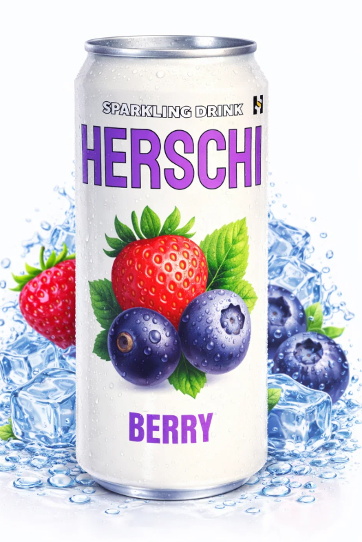 Газ.напиток HERSCHI Berry со вкусом Черники, Клубники, Черной смородины 450мл