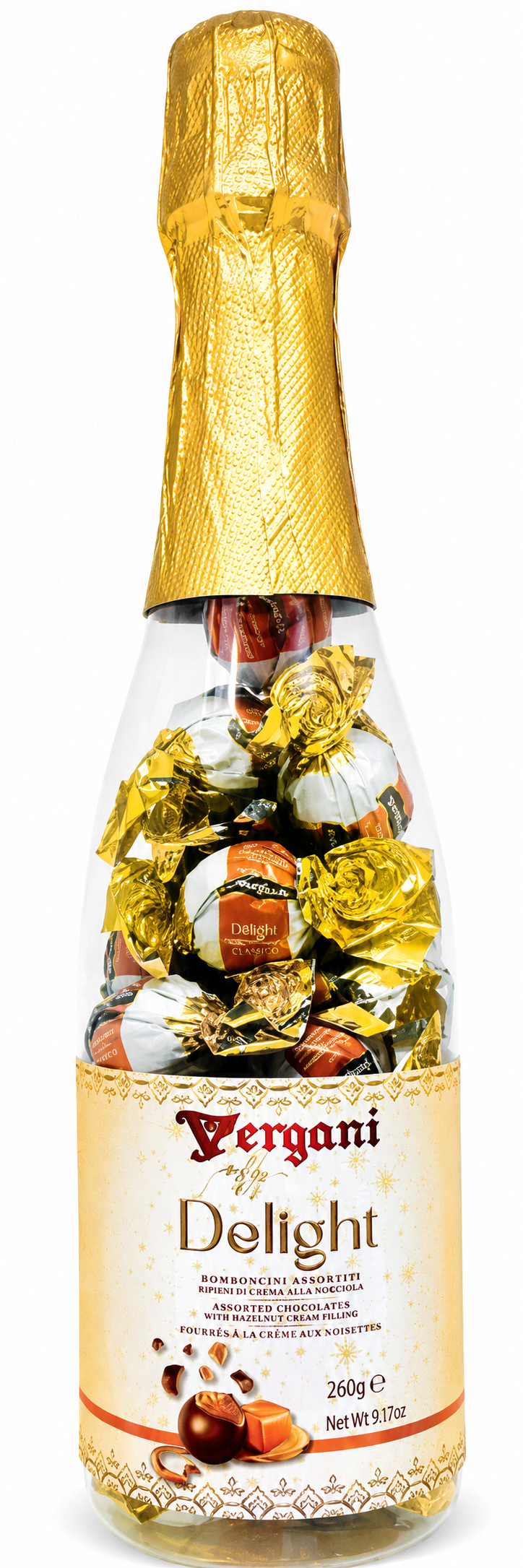 Конфеты Vergani Delight Caramel в бутылке 265 гр (9 шт в упак) / Италия