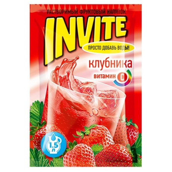 Растворимый напиток Invite Клубника 9г (24 шт в упаковке)