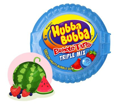 Жевательная резинка в рулетке Хубба-Бубба (синяя) hubba bubba Тройной микс -лента 56 гр