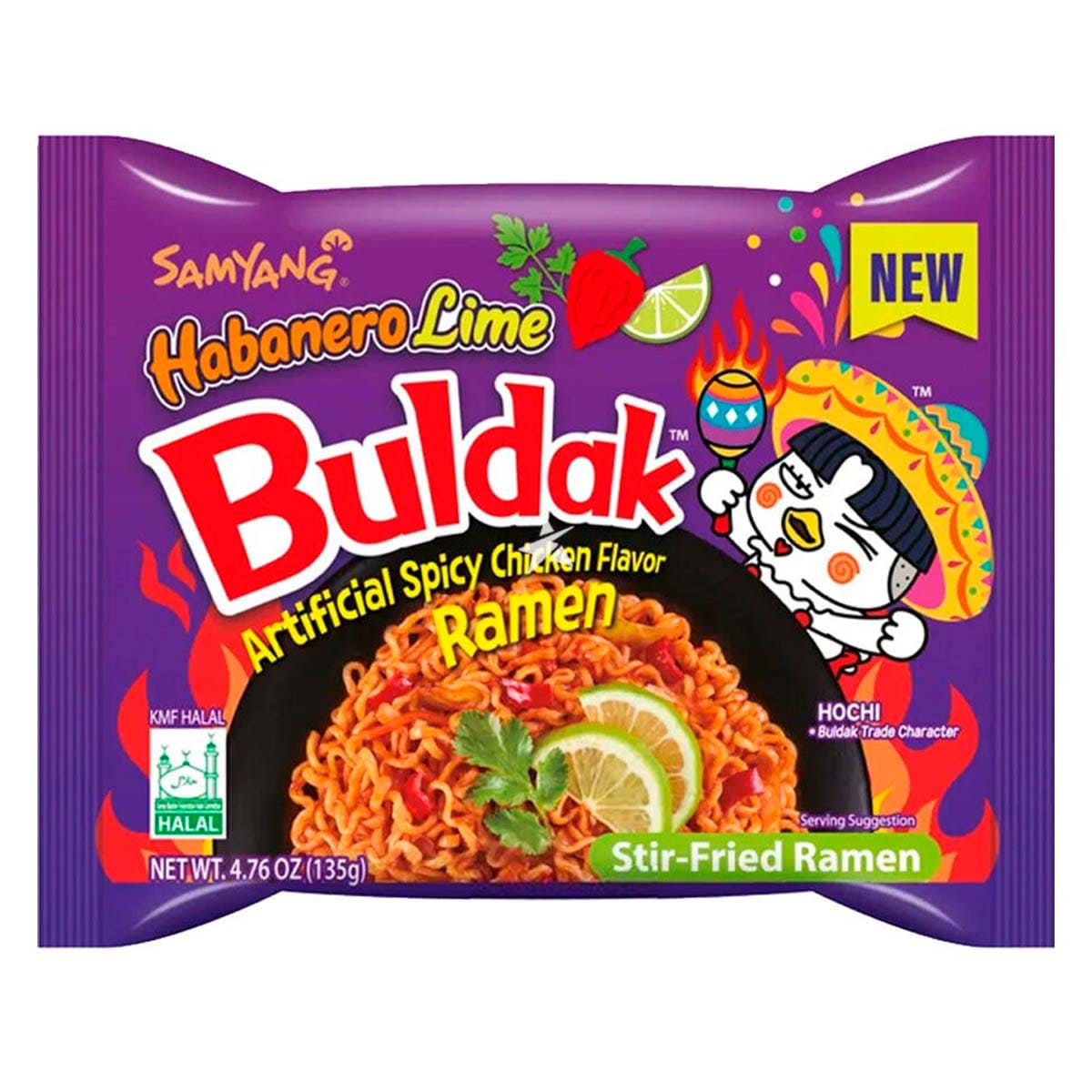 Острая корейская лапша быстрого приготовления Samyang Buldak Habanero Lime Hot Chicken Flavor Ramen