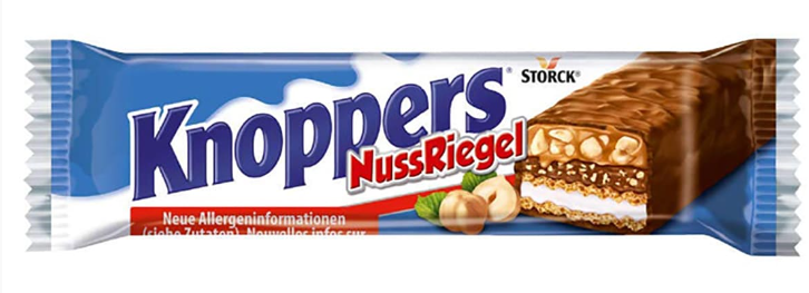 Шоколадный батончик knoppers NutBar с Орехами 40 гр (24шт-упак)