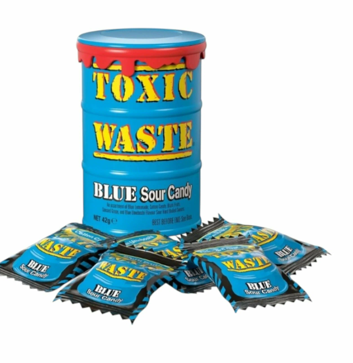 Леденцы "TOXIC WASTE" BLUE Синяя банка 42гр /TOXIC WASTE/ США