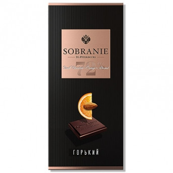 SOBRANIE горький шоколад с апельсином 90гр (10шт - упак)
