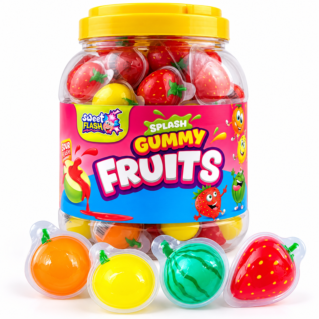 Мармелад с кислой начинкой Gummy Fruits 18 гр (60 шт в упак) / Sweet Flash
