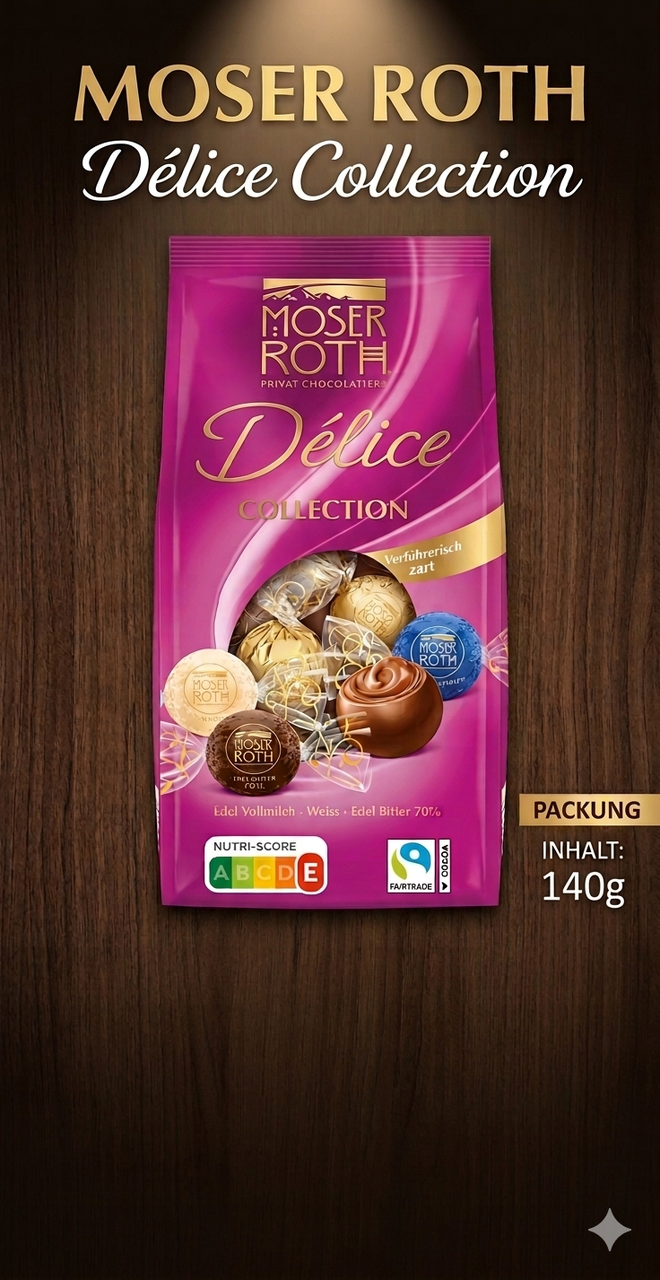 Шоколадные конфеты Moser Roth Delise collection ассорти 140 гр (24 шт в упак)