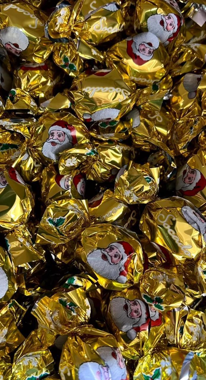 Конфеты шоколадные ЗОЛОТЫЕ SANTA новогодние 1кг /Италия SOCADO/