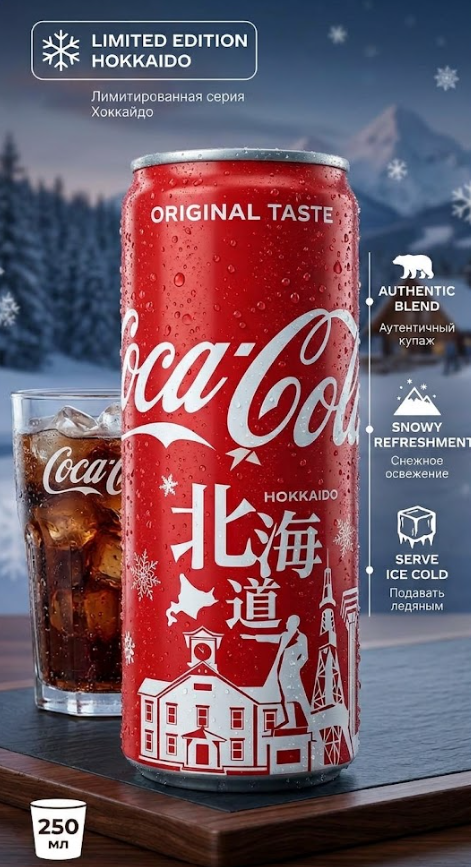 Газ. напиток Coca-Cola Original Classic Hokkaido 250 ml (30 шт в упак)