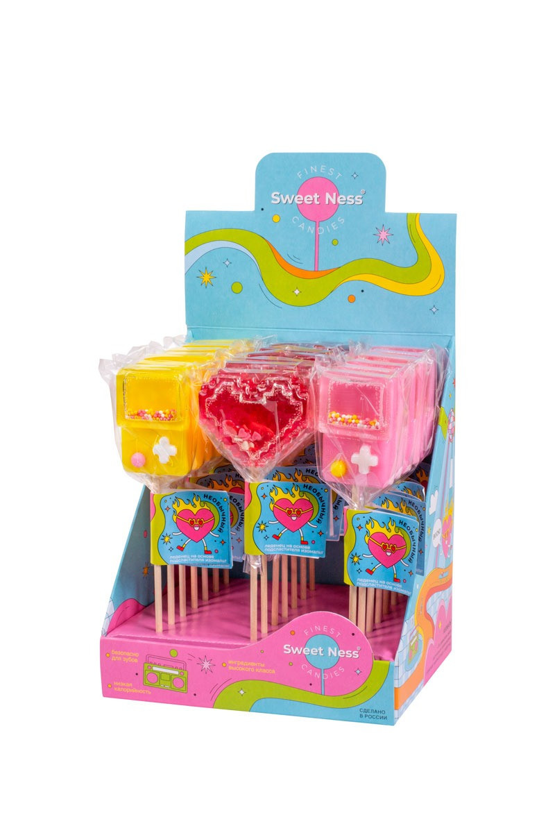 Шоубокс "Погремушка Тетрис и Сердце" изомальт 30гр  (21шт-упак) SweetNess
