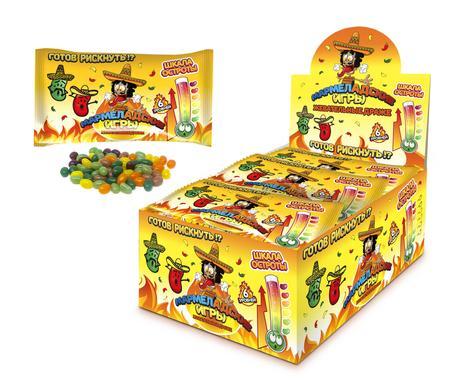 ZED МАРМЕЛАДСКИЕ ИГРЫ Бобы Шкала остроты пакет 40гр /24шт - упак/ КИТАЙ