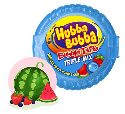 Жевательная резинка в рулетке  Хубба-Бубба (синяя) hubba bubba Тройной микс -лента  56 гр