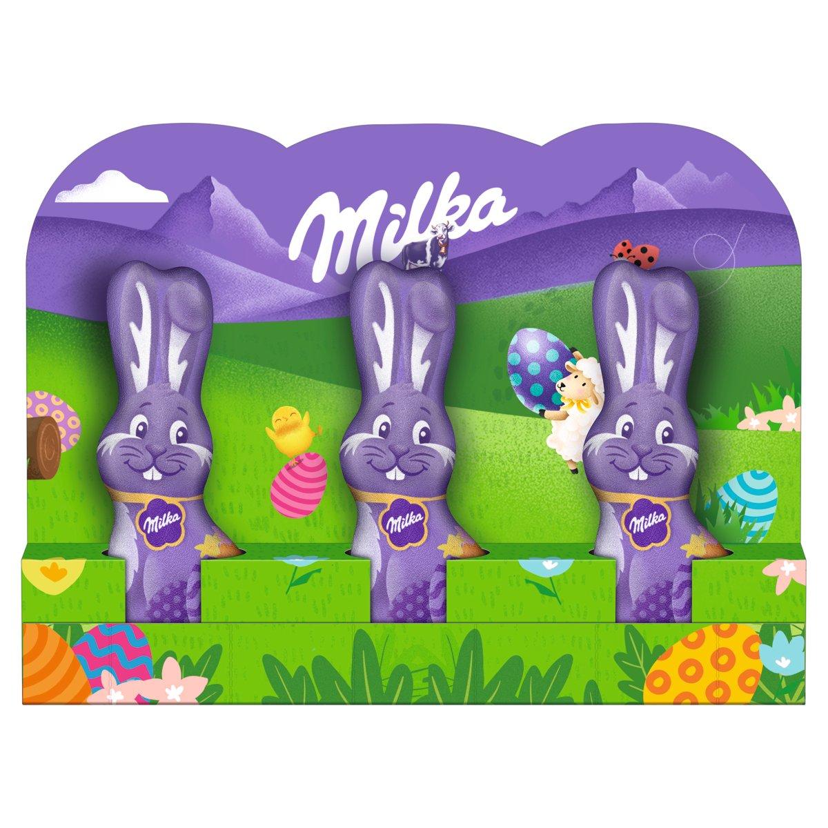 Шоколадные Фигурки Зайчик Milka Alpenmilch 45 гр (15гр*3шт)  (30 шт в упаковке)