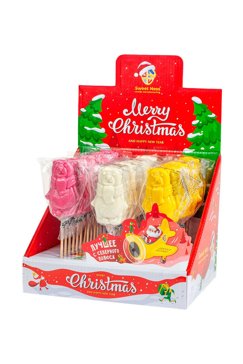 Карамель леденцовая Белый Мишка 30 гр. (36 шт в шоубоксе) SweetNess