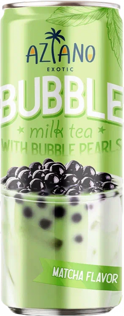 Чай молочный Aziano Bubble tea "Матча" с жев. шариками из тапиоки 250мл