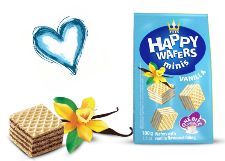 Вафли Happy Wafers Minis Vanilla 100 гр / Польша