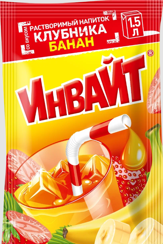Растворимый напиток Invite  Клубника-Банан 12 г (24 шт в упаковке)