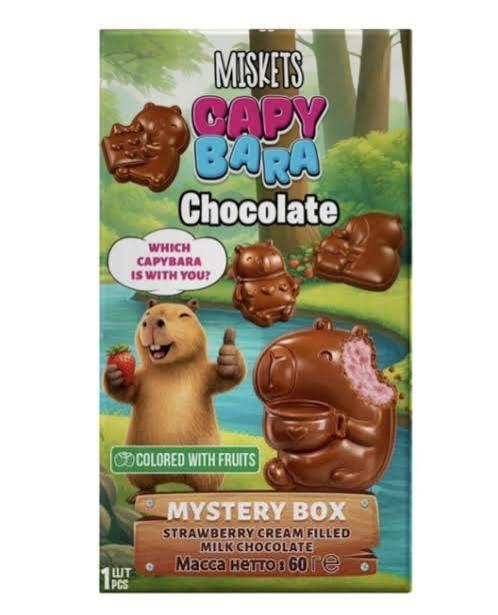 Шоколад фигурный Miskets CAPY BARA  c клубнично-кремовой начинкой   60гр