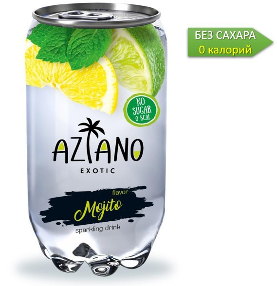 AZIANO  Mojito Мохито 350 ml. /Прозрачная Банка/ (24шт-упак)