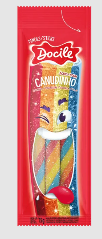 Мармеладные Палочки Тутти-Фрутти Docile Canudihno 15 гр (12 шт в упаковке)