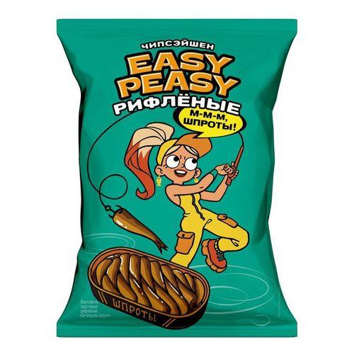 Чипсы рифлёные EASY PEASY со вкусом Шпрот 50гр (24 шт-упак) /РОССИЯ/