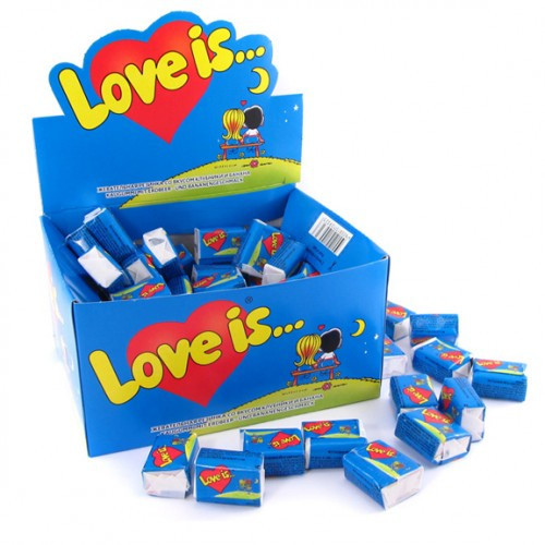 Жев.резинка "Love is" Клубника-Банан 4,2гр х 100шт /Турция/