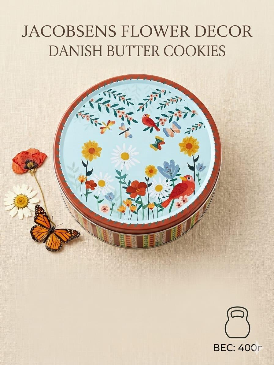 Печенье песочное Flower Decor ж/б 400гр jacobsens Bakery