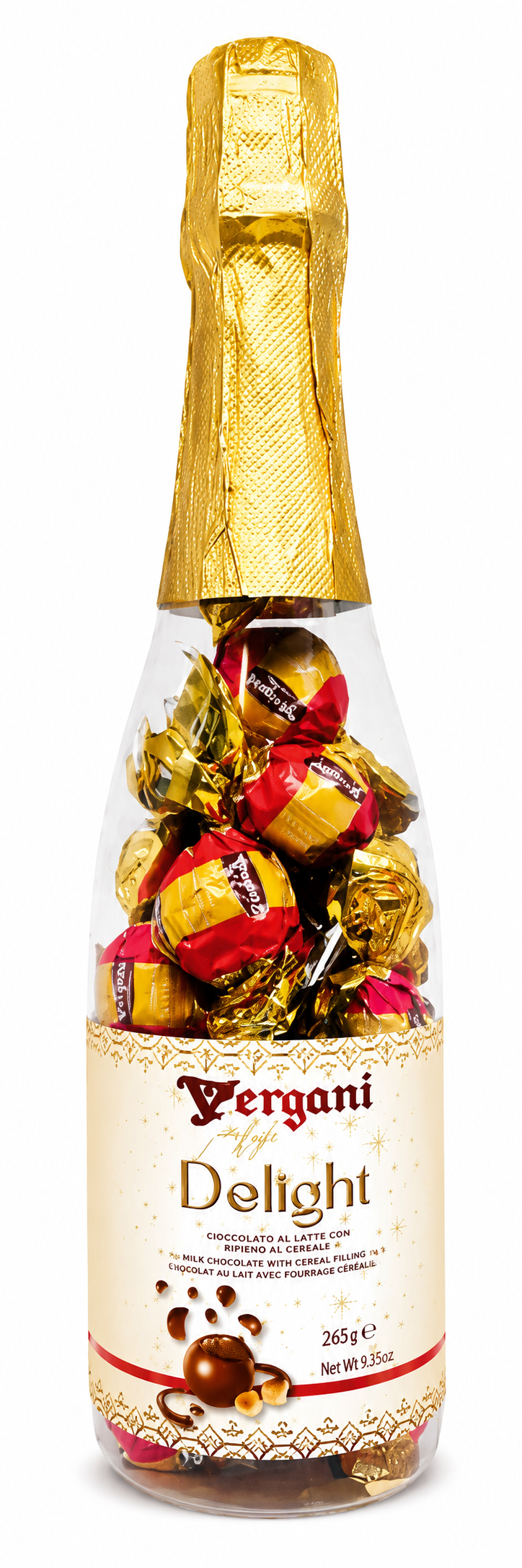 Конфеты Vergani Delight Hazelnut cream в бутылке 265 гр (9 шт в упак) / Италия