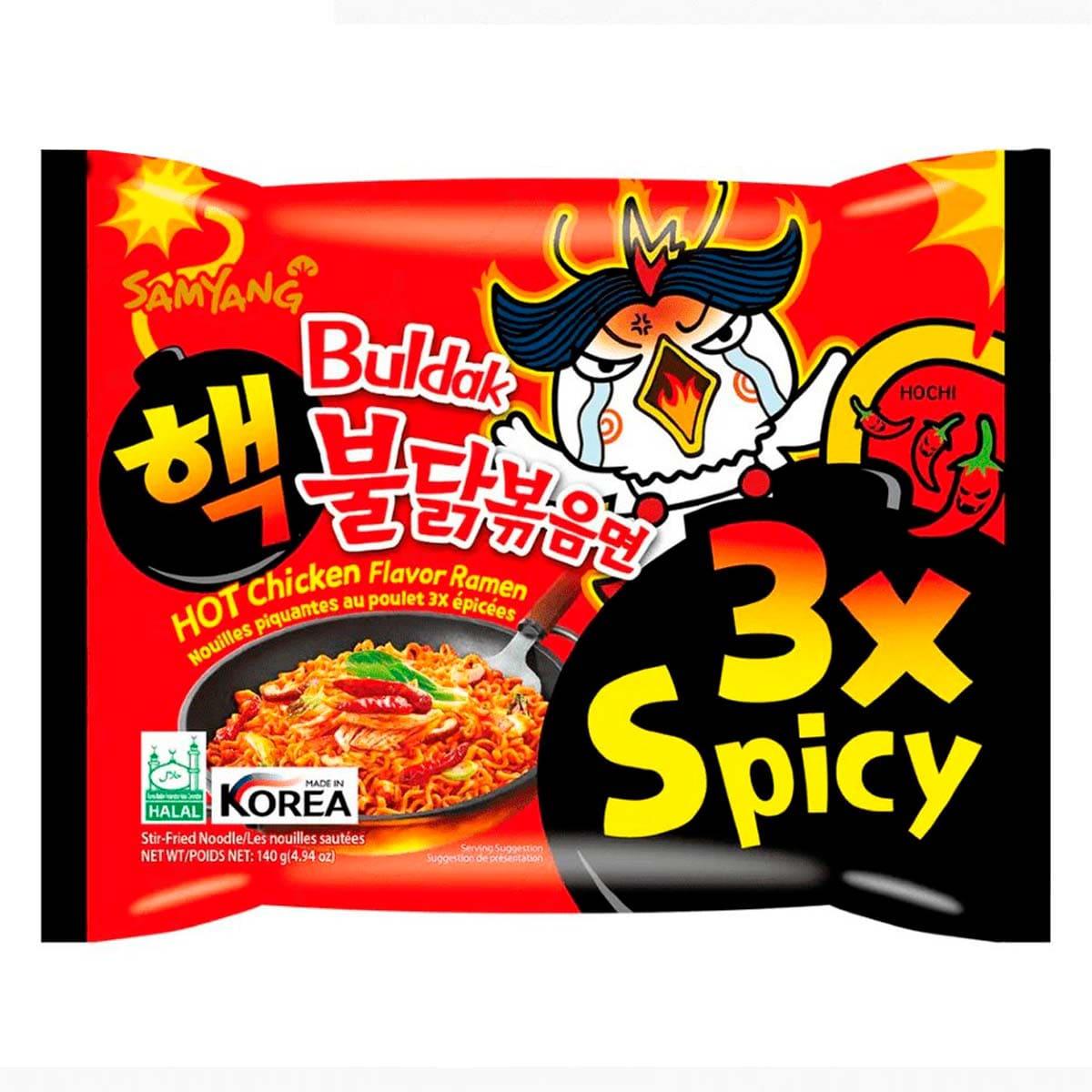 Острая корейская лапша быстрого приготовления Samyang Buldak 3x Spicy Extreme Hot Chicken Flavor Ram