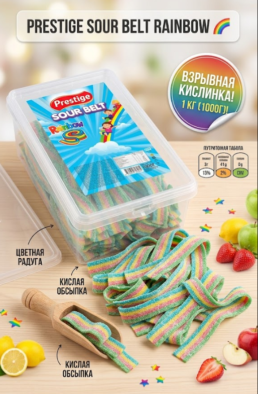 Жев.мармелад Sour Belt Rainbow 1 кг / Prestige