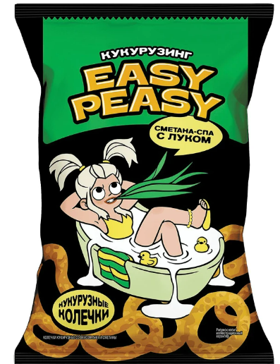 Кукурузные колечки EASY PEASY СМЕТАНА-СПА С ЛУКОМ 50гр (24 шт-упак) /РОССИЯ/