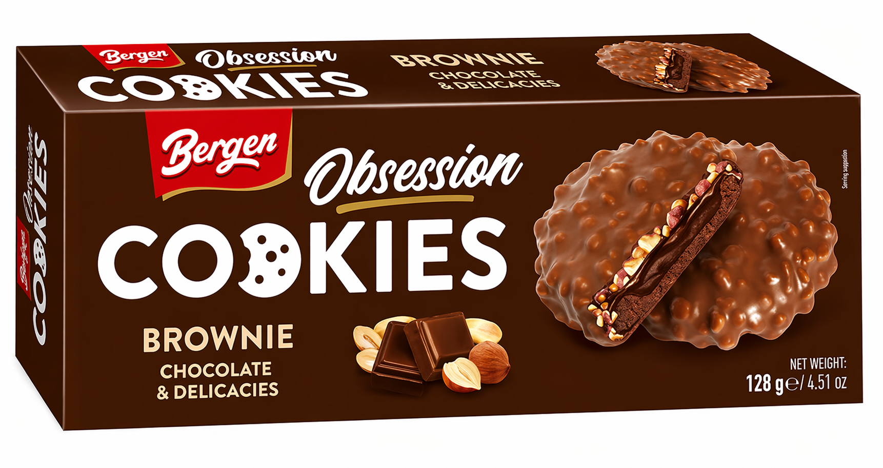 Печенье Bergen Cookies Brownie Chocolate & Delicacies 128 гр / Польша (27 шт в упак)