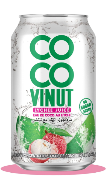 Напиток Vinut Кокосовая вода с соком личи 330ml (24шт-упак) / Вьетнам